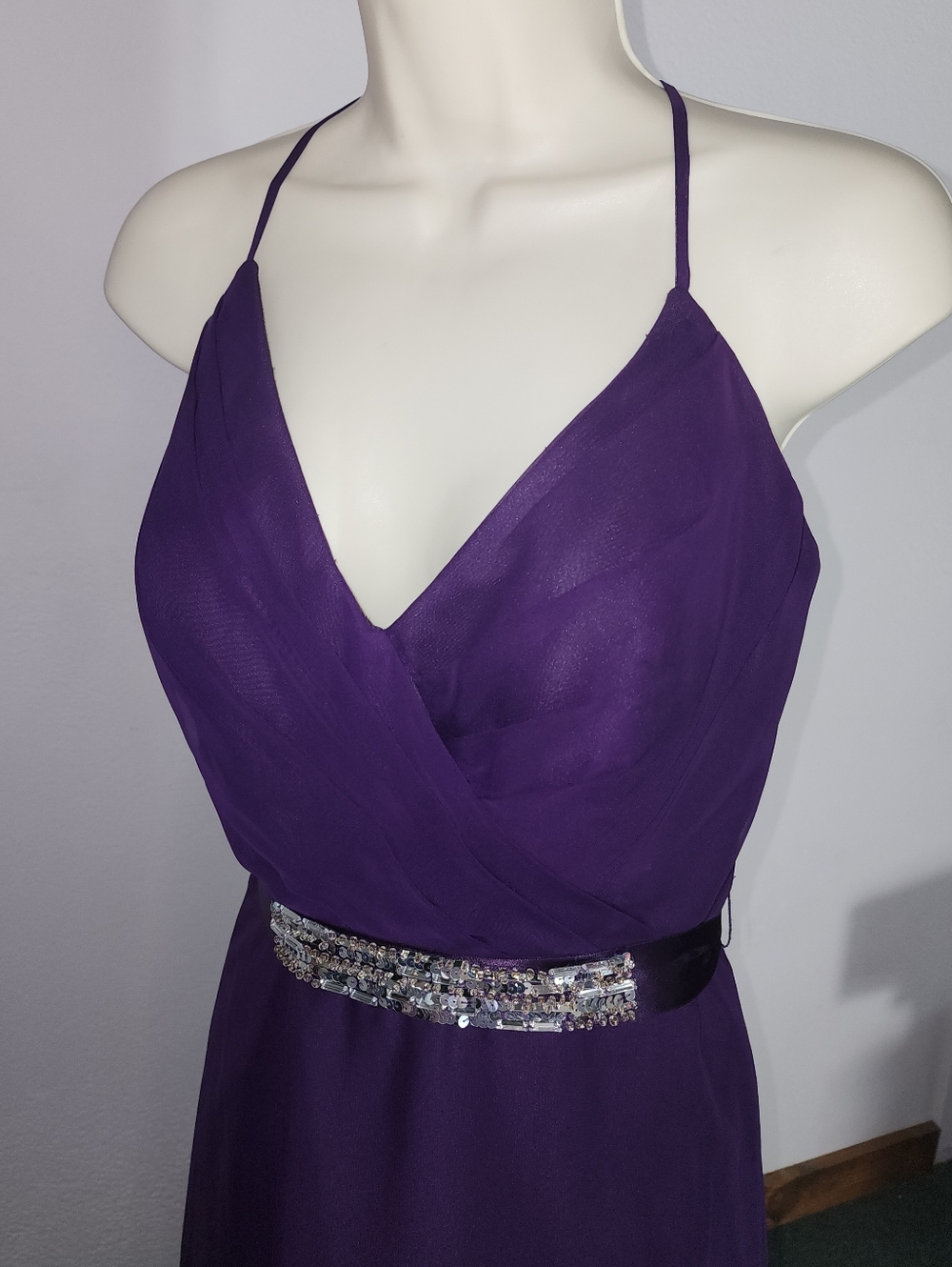 Davinci Dress Rhinestones and Sequins Ribbon Belt Sash Purple Size 10 - Picture 5 of 16